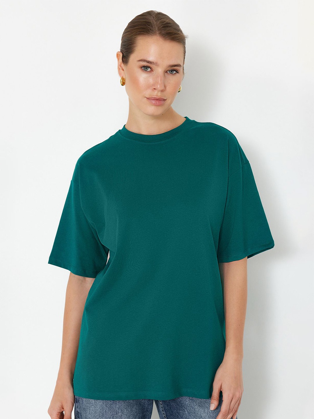 

Trendyol Round Neck Cotton Tshirt, Green