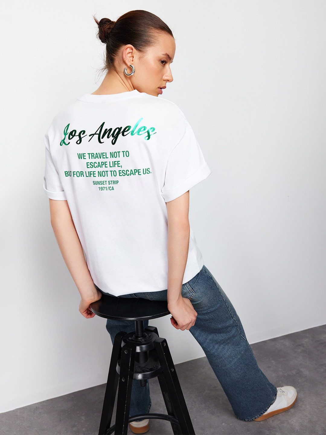 

Trendyol Women Typography Printed Round Neck T-shirt, White