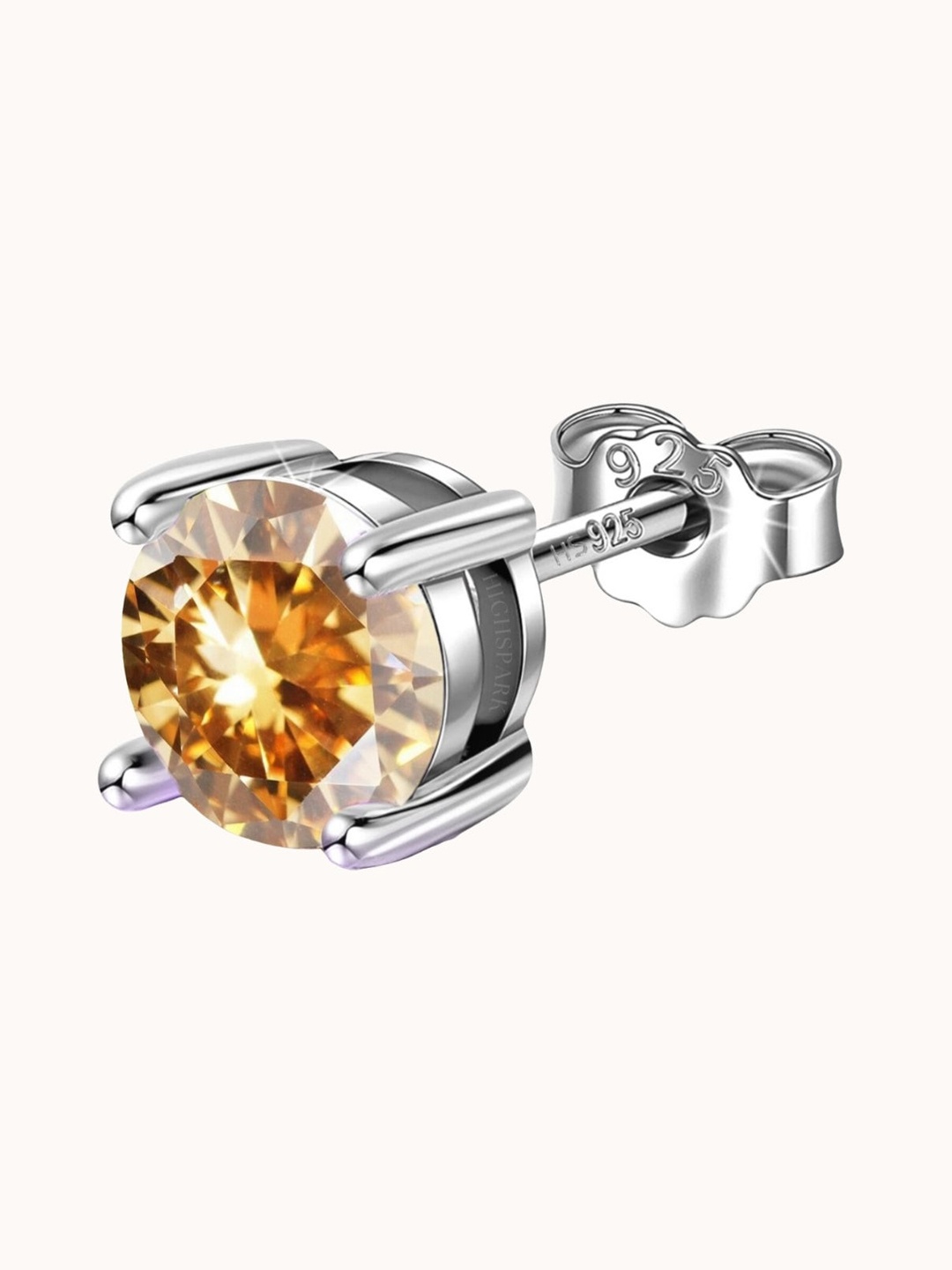 

HighSpark Men 92.5 Sterling Silver Citrine Studded Contemporary Solitaire Earrings