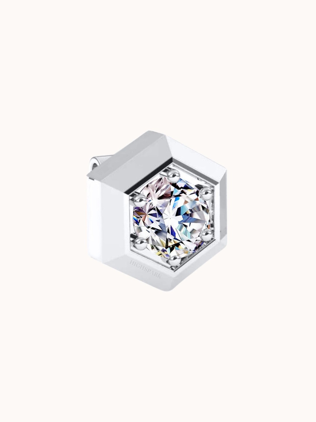 

HighSpark Men 925 Silver Sterling Cubic Zirconia Hexagonal Stud Earring
