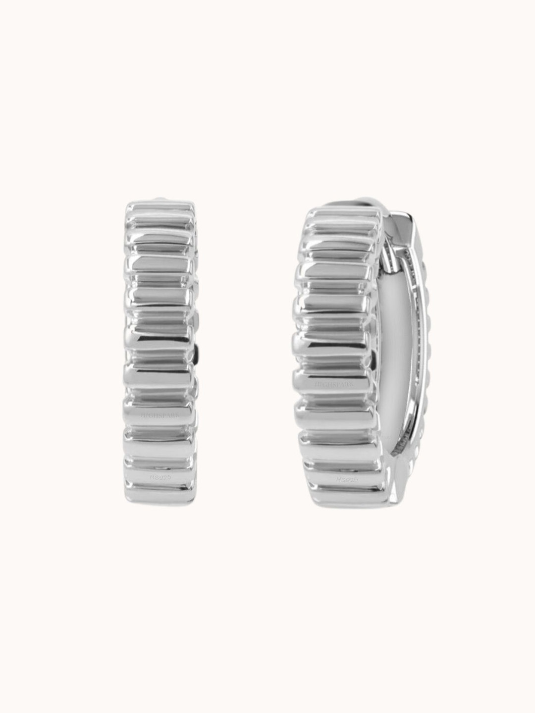 

HighSpark 925 Sterling Silver Textured Hoops Earrings