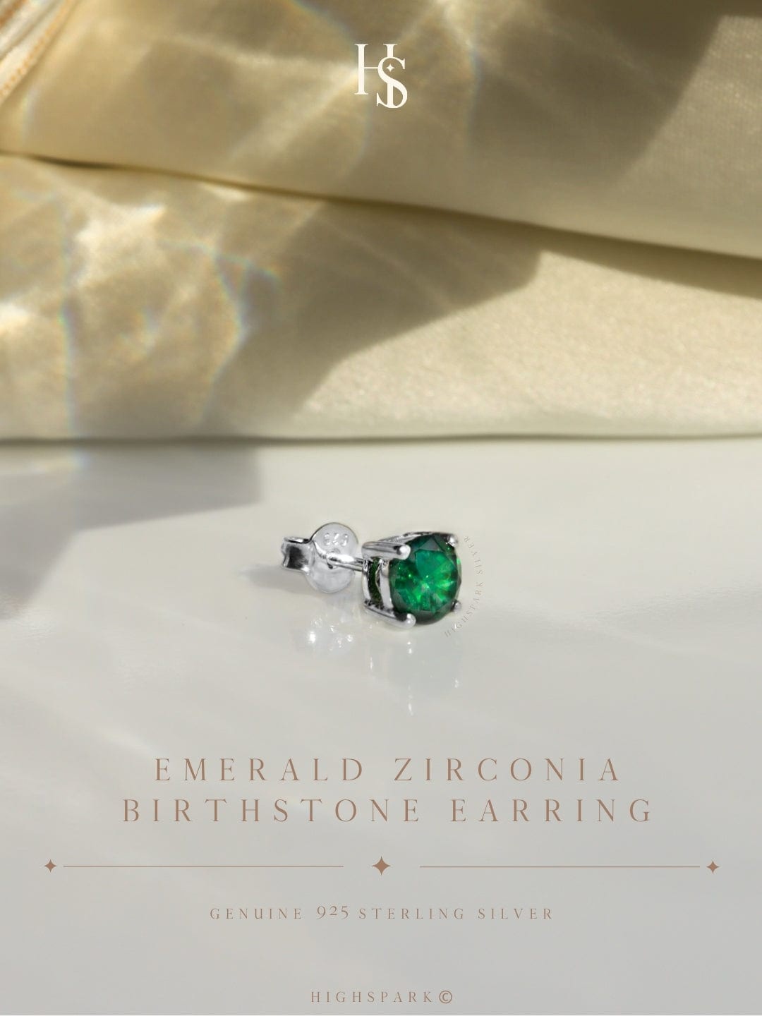 

HighSpark Men 92.5 Silver Sterling Emerald Square Stud Earring