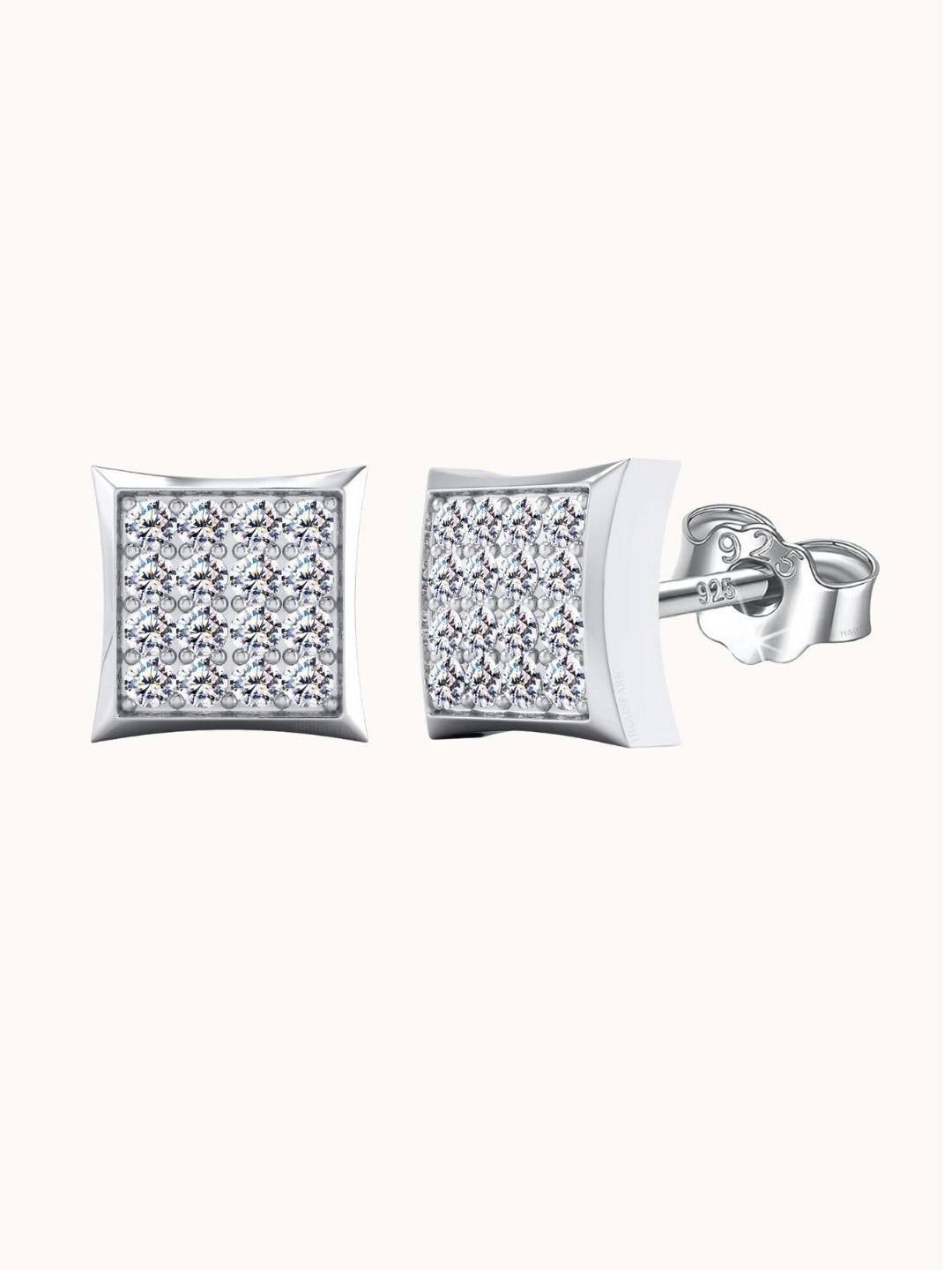 

HighSpark 925 Silver Sterling Cubic Zirconia Square Stud Earrings