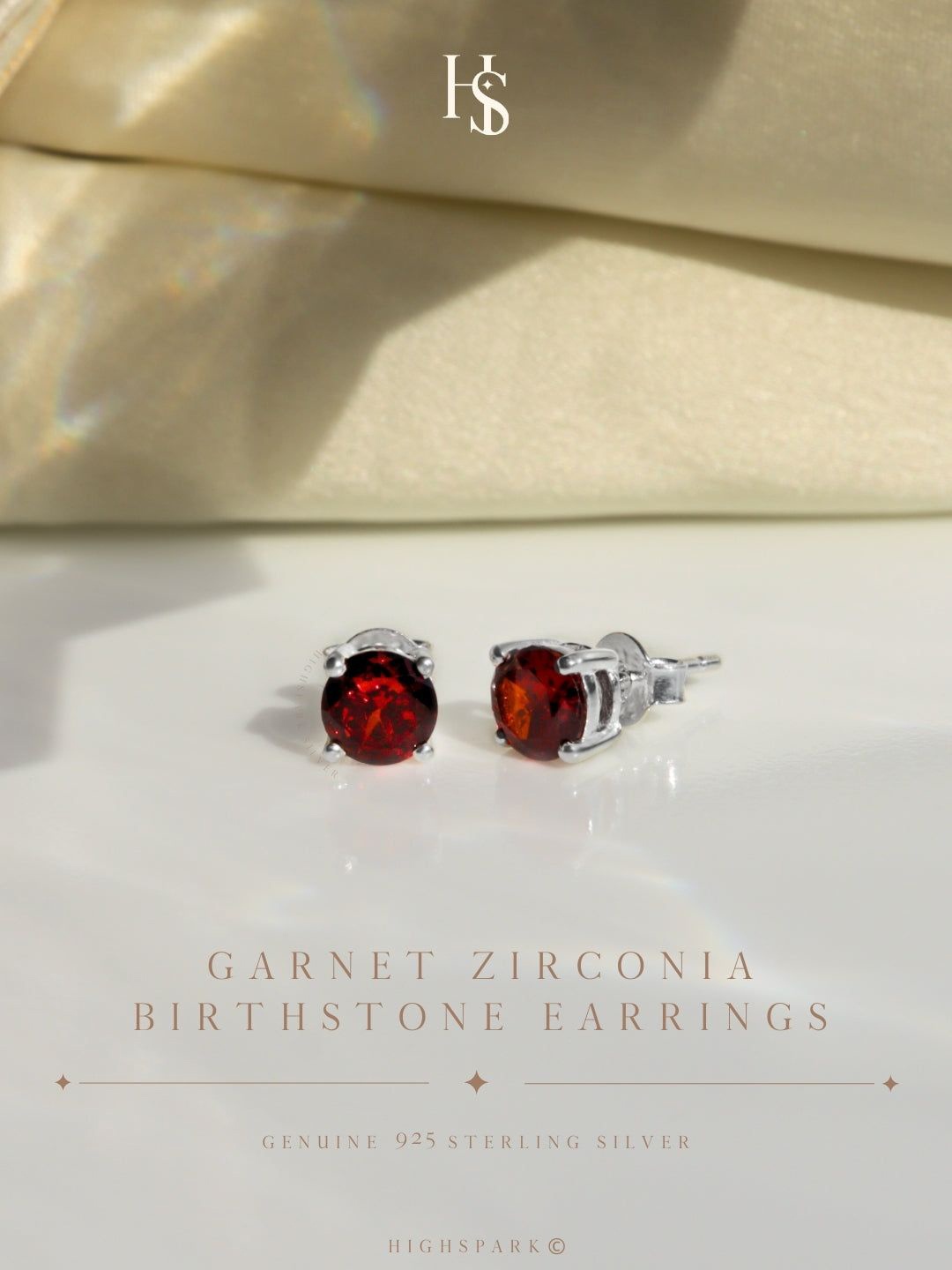 

HighSpark 92.5 Sterling Silver Sparkling Garnet Solitaire Earrings