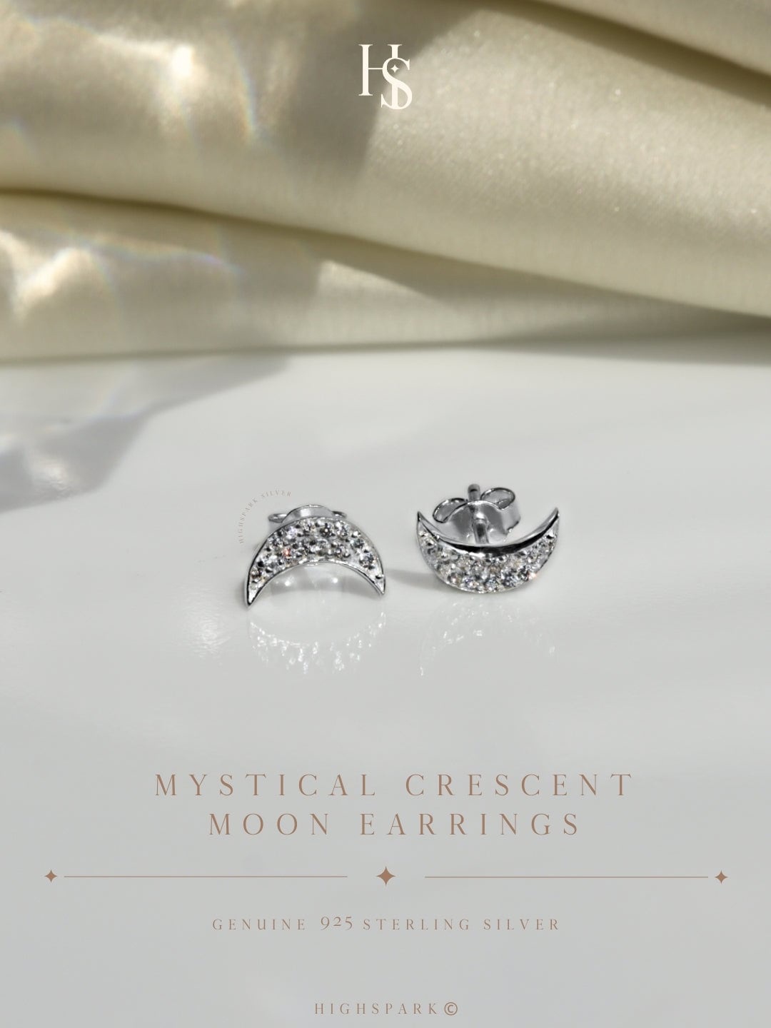 

HighSpark 925 Silver Sterling Mystical Crescent Moon Earrings