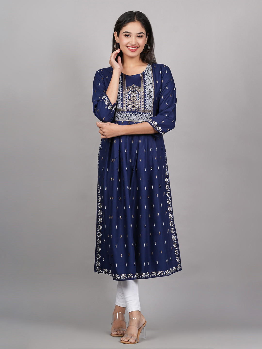 

MF Hayat Ethnic Motifs Printed Straigth Kurta, Blue