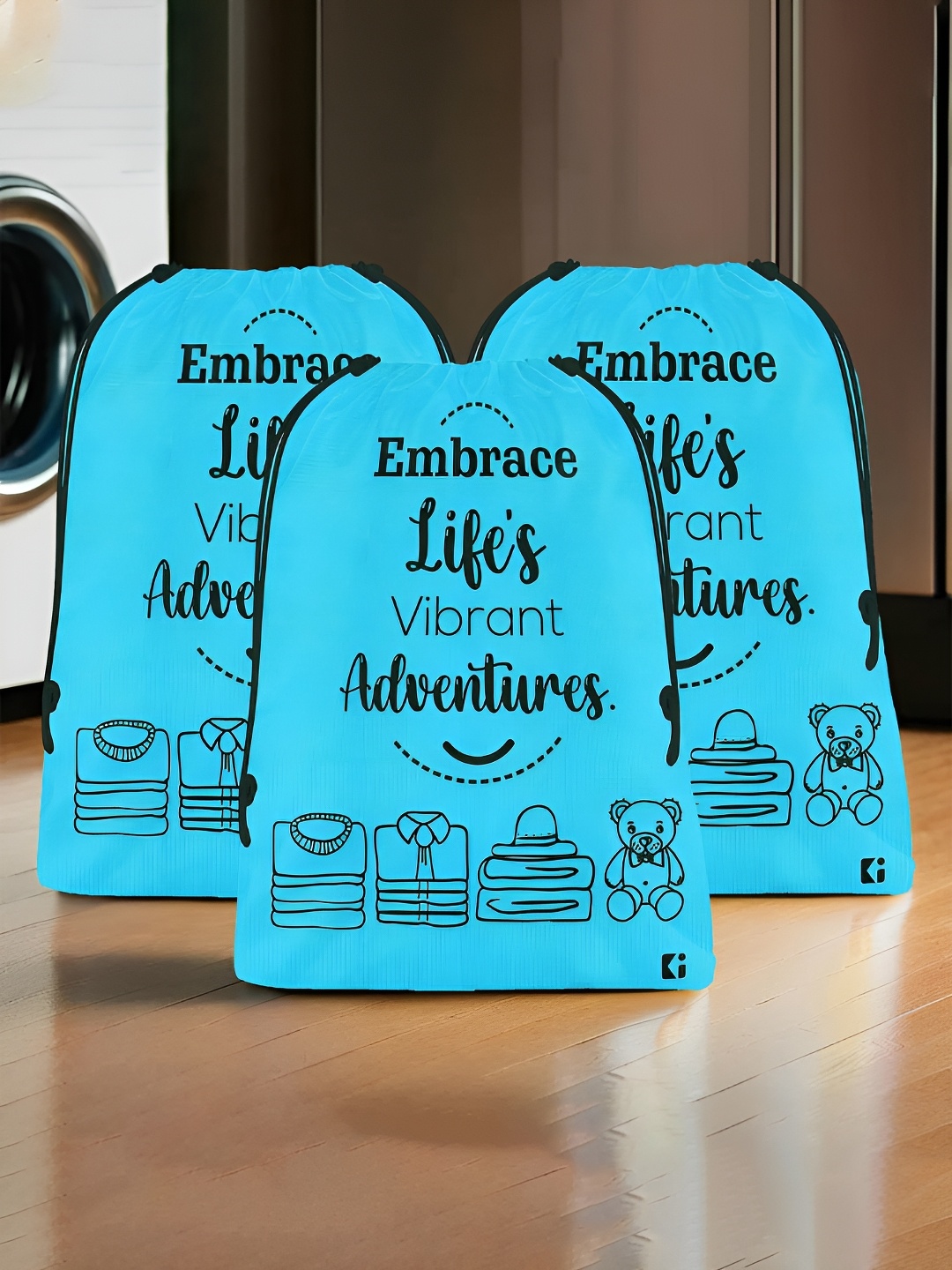 

Kuber Industries Blue 3 Pieces Printed Multi-Utility Organisers
