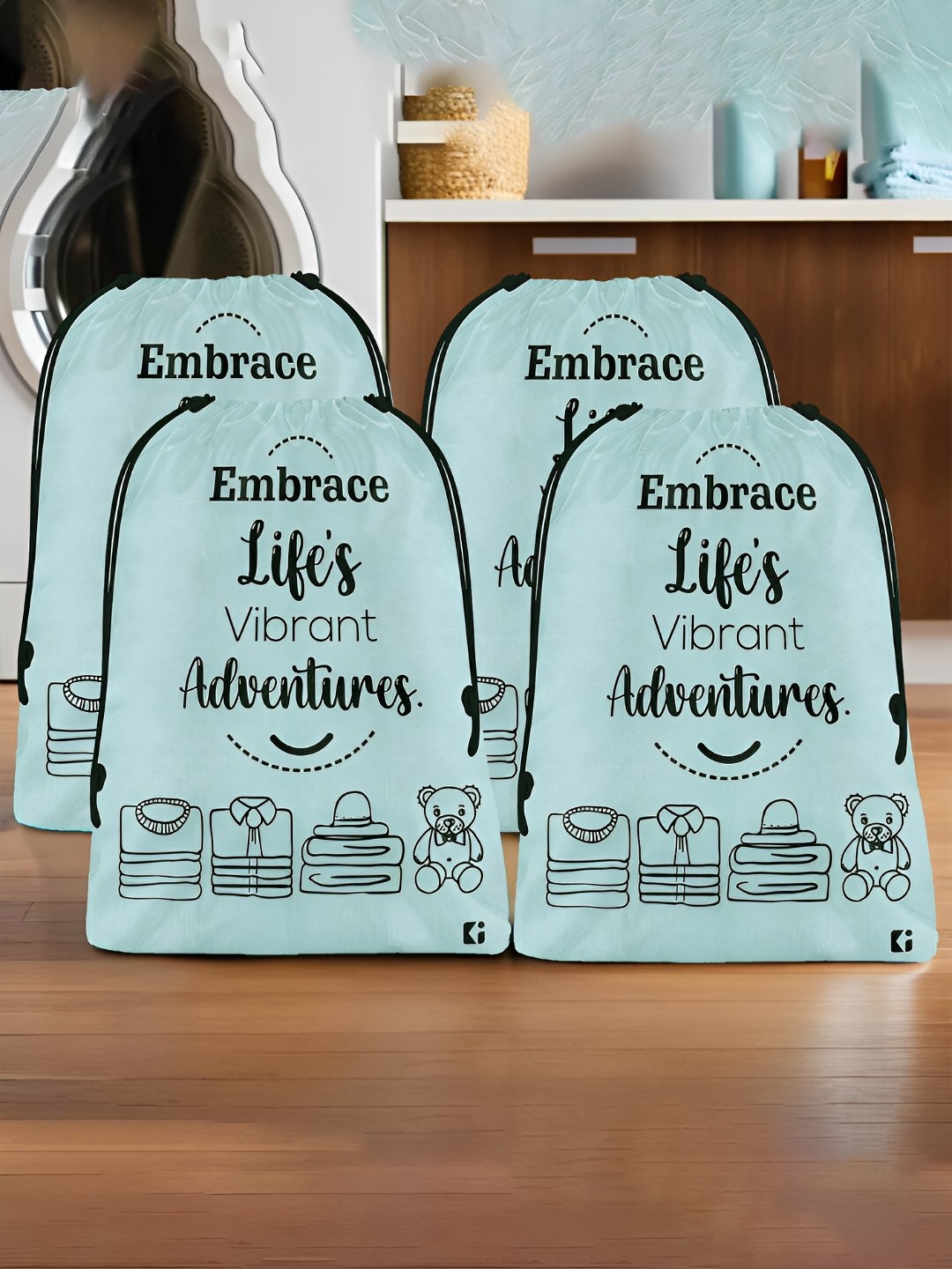 

Kuber Industries Grey & Black 4 Pieces Printed Multi-Utility Organisers
