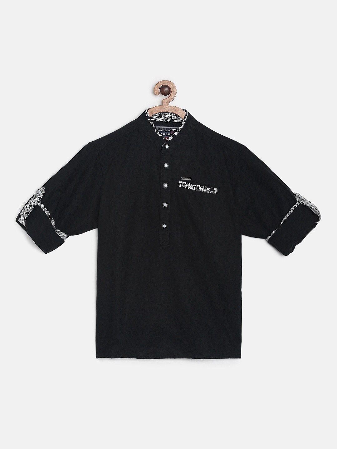 

Gini and Jony Boys Black Solid Regular Fit Casual Shirt