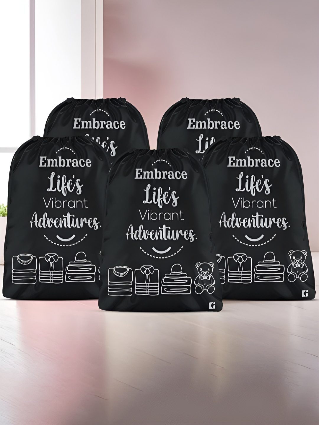 

Kuber Industries Black 5 Pieces Regular Multi-Utility Organisers