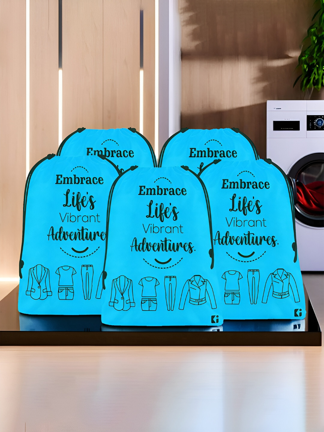 

Kuber Industries Blue & Black 5 Pieces Printed Multi-Utility Organisers