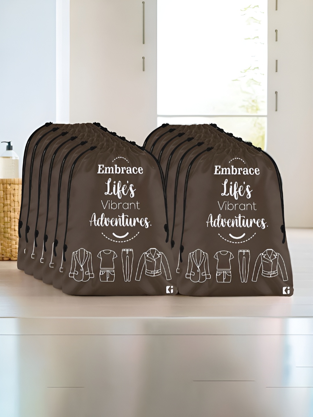 

Kuber Industries Brown 12 Pieces Printed Regular Multi-Utility Organisers