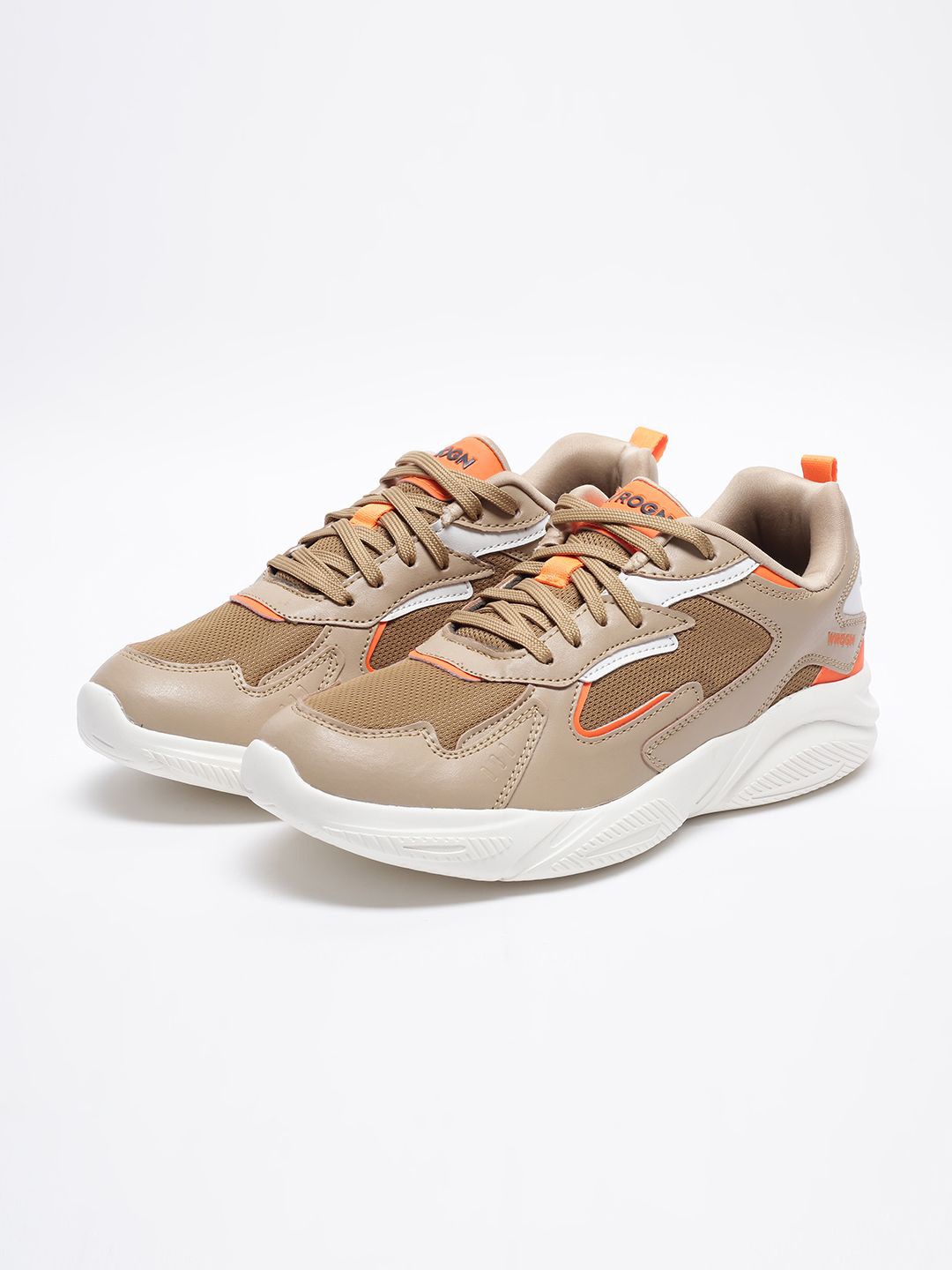 

WROGN Men Colourblocked Round Toe Sneakers, Beige