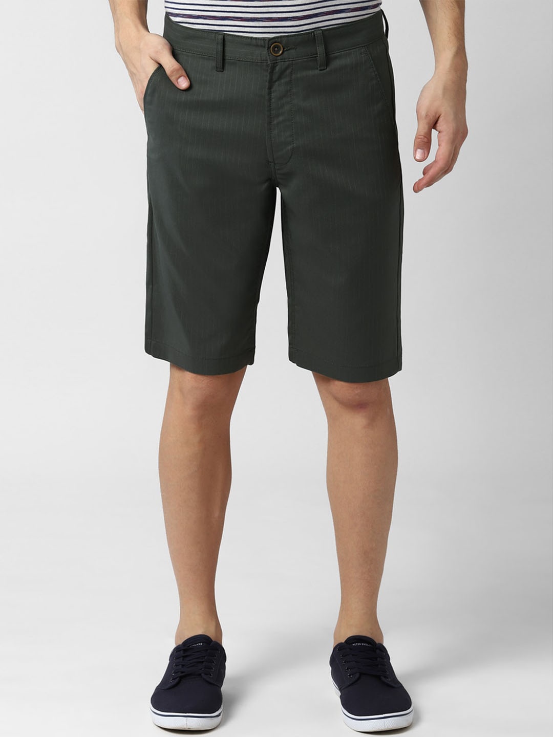 

PETER ENGLAND UNIVERSITY Men Mid-Rise Casual Chino Shorts, Green