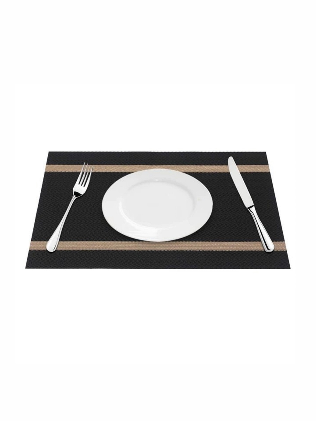

MONKDECOR 6 Pieces Black Geometric Patterned Rectangle Table Placemats
