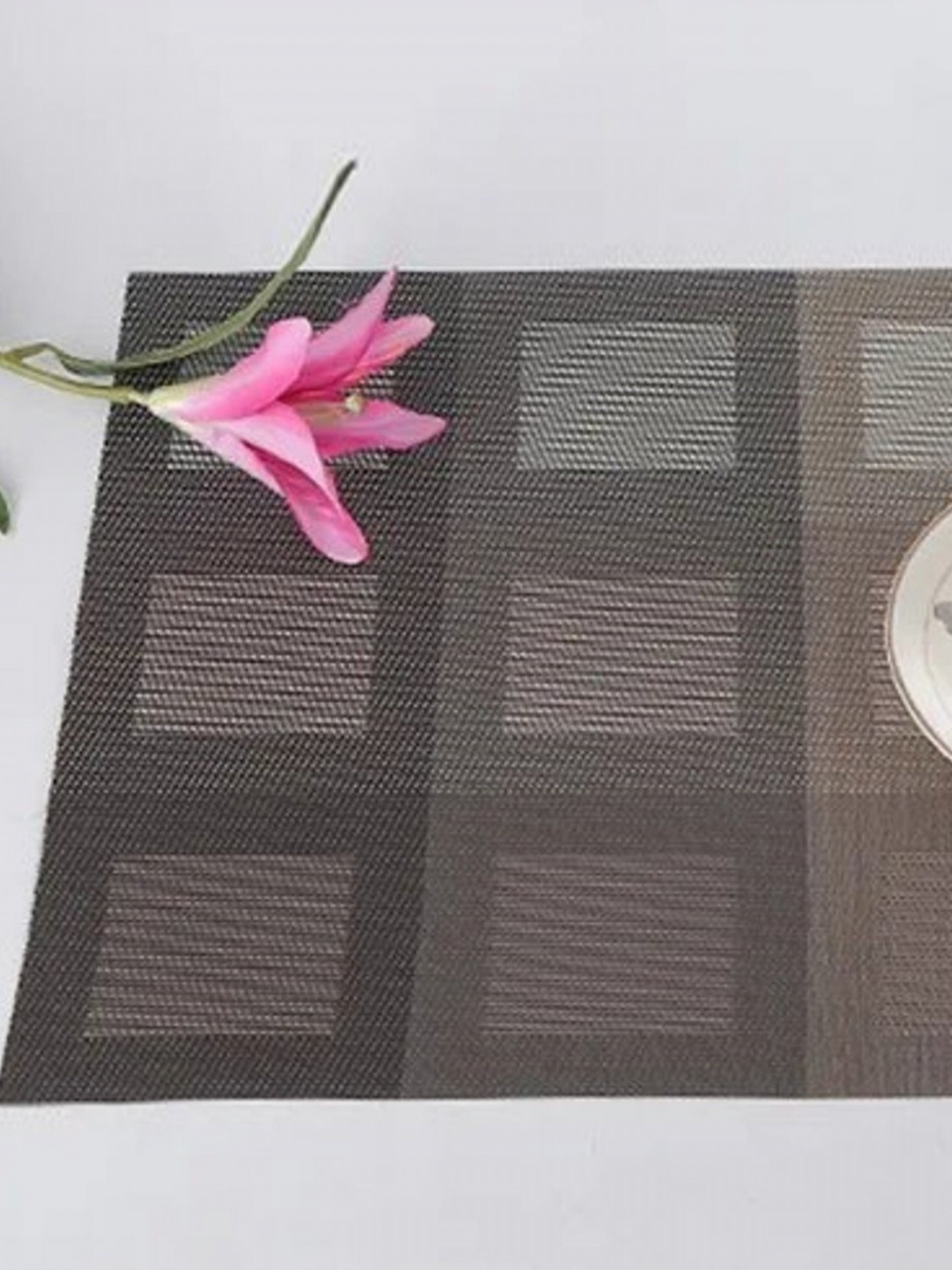 MONKDECOR 6 Pieces Brown Geometric Printed Rectangular Table Placemat