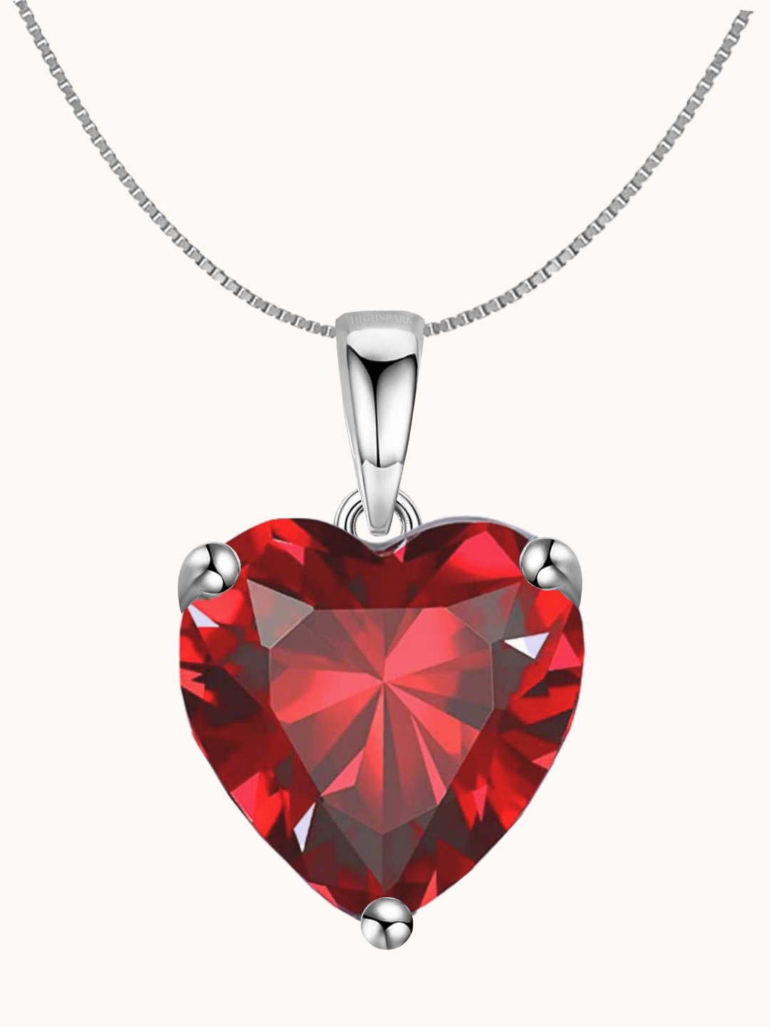 

HighSpark 925 Sterling Silver Cubic Zirconia Stone Studded Heart Pendant With Chain