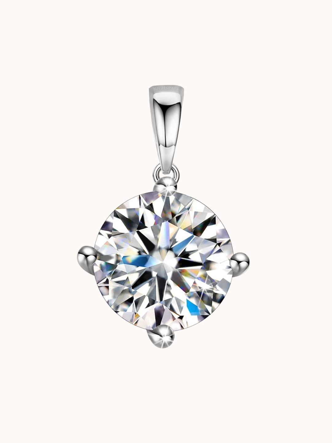 

HighSpark 925 Sterling Silver Round Shaped Cubic Zirconia Pendant