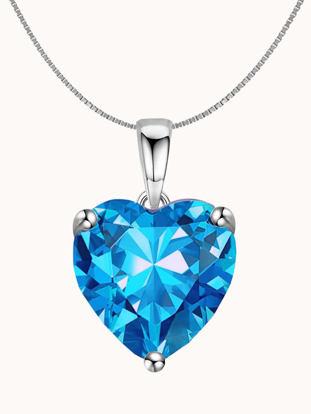 

HighSpark 925 Sterling Silver Cubic Zirconia Heart Shaped Pendant with Chain