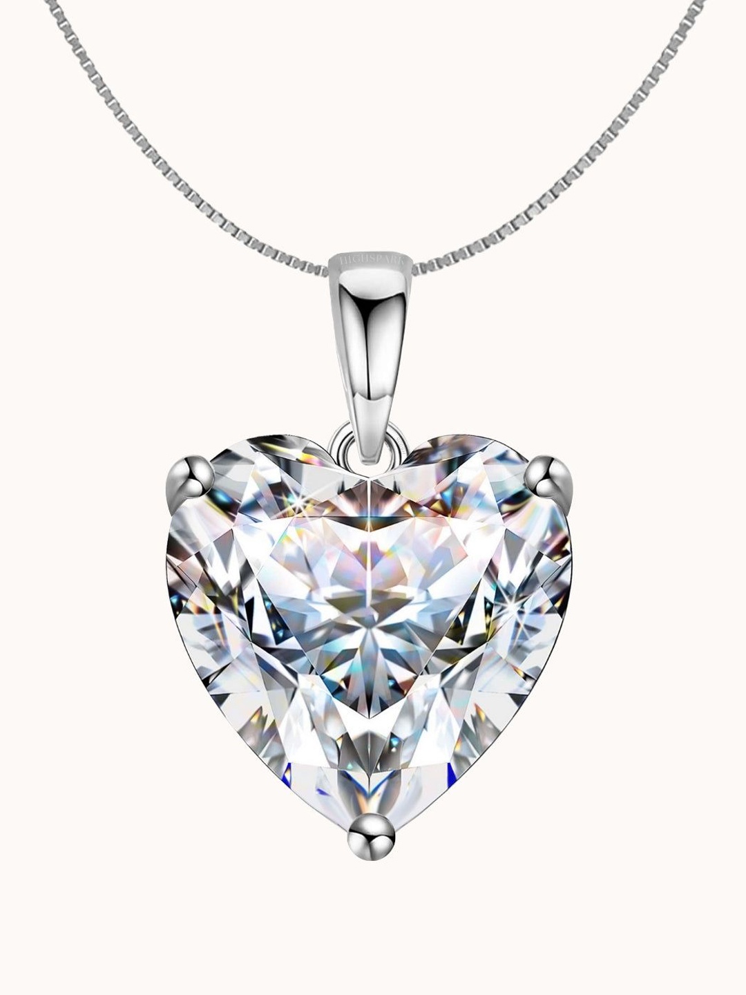 

HighSpark 925 Sterling Silver Heart Shaped Pendant with Chain