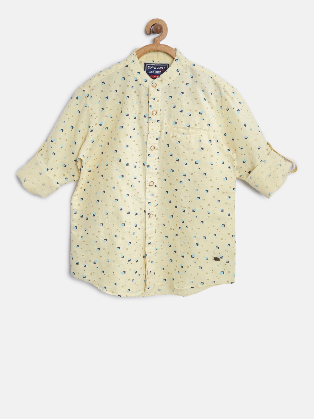 

Gini and Jony Boys Yellow & Blue Regular Fit Printed Casual Shirt