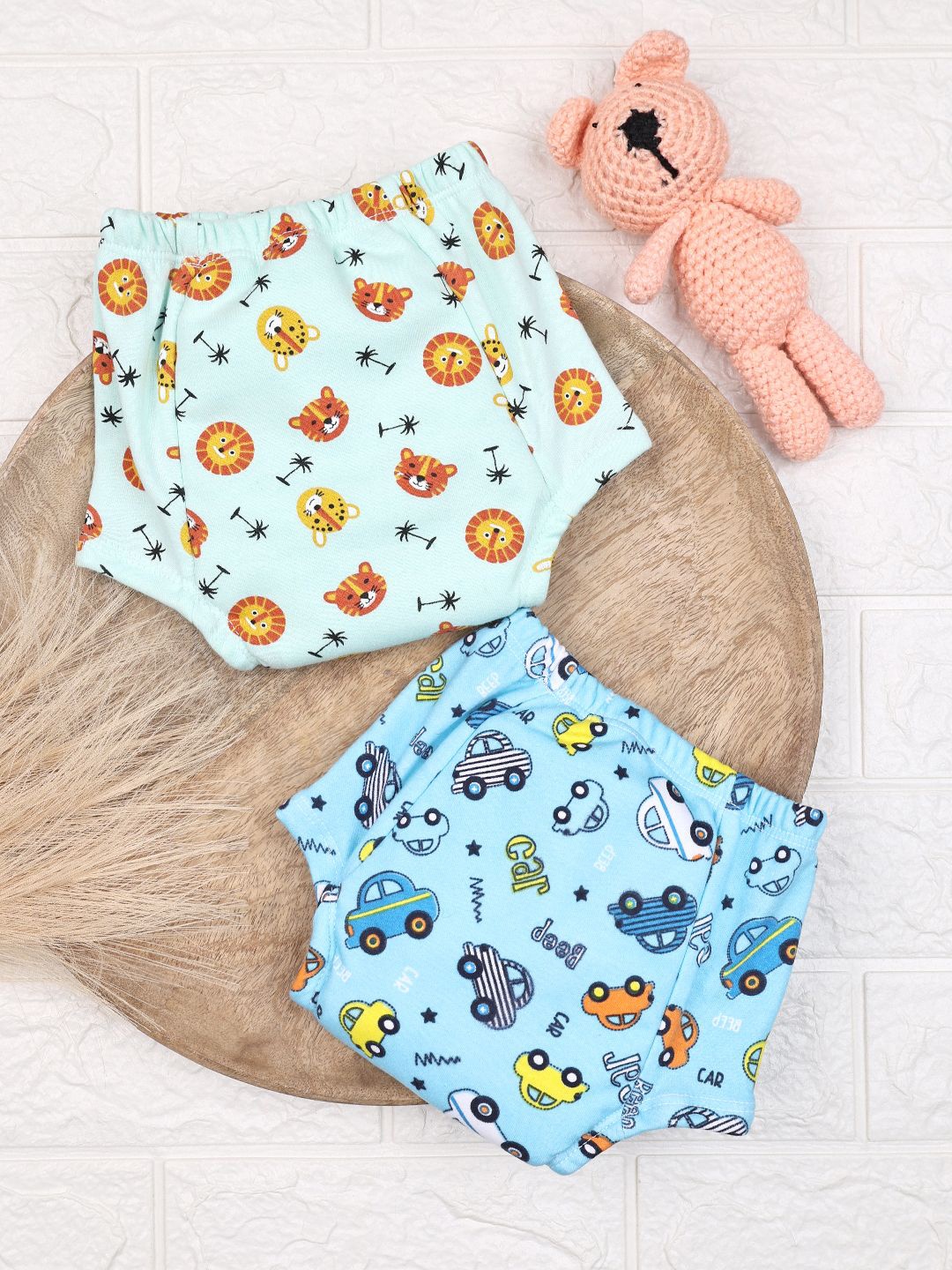 

Moms Home Set Of 2 Printed Organic Cotton Padded Underwear, Green