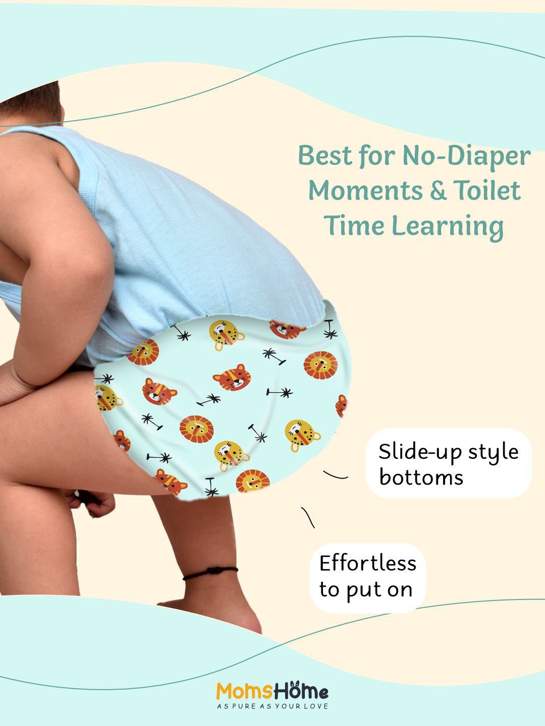 

Moms Home Printed Organic Cotton Padded Underwear, Green