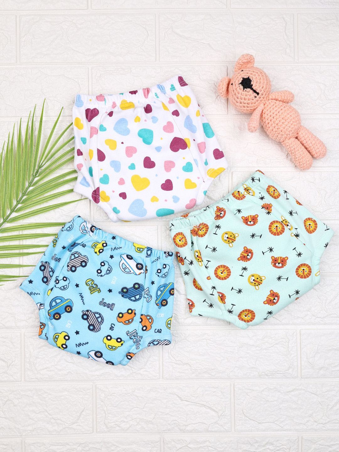 

Moms Home Set Of 3 Printed Organic Cotton Padded Underwear, Blue