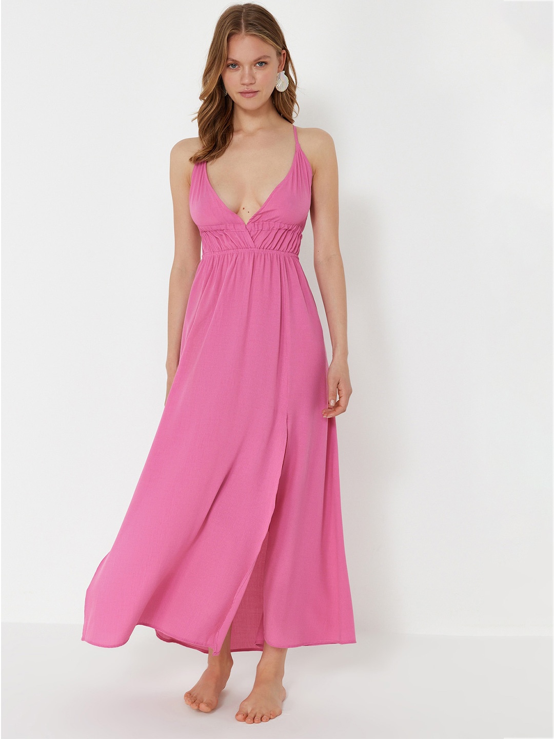 

Trendyol Women Shoulder Straps Maxi Dress, Pink