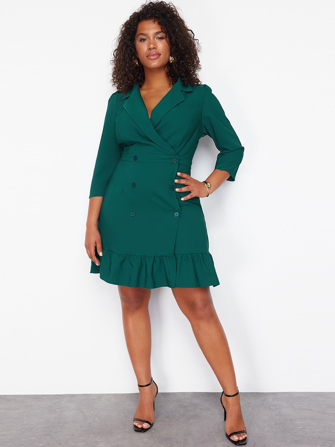 

Trendyol Cuban Collar Wrap Dress, Green