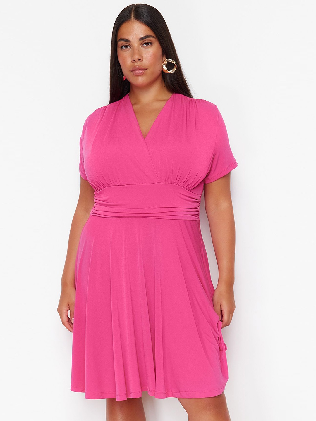 

Trendyol V-Neck Fit & Flare Dress, Na