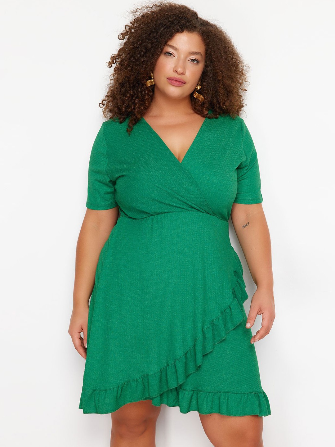 

Trendyol Green V-Neck Wrap Dress