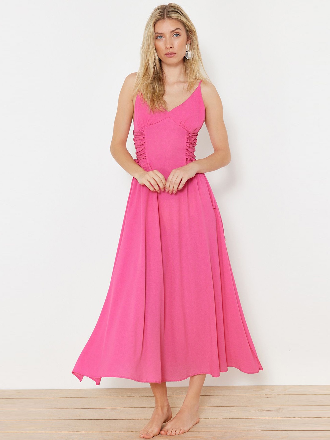 

Trendyol Fit & Flare Maxi Dress, Pink