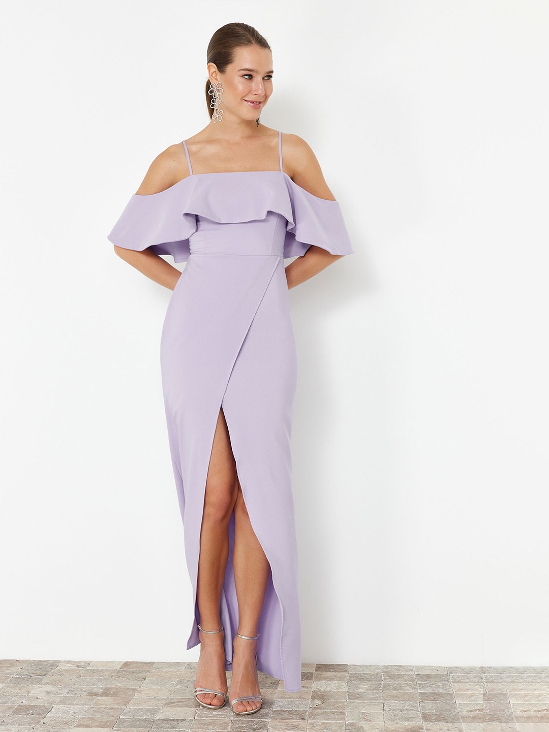 

Trendyol Shoulder Straps Cold-Shoulder Maxi Dress, Lavender