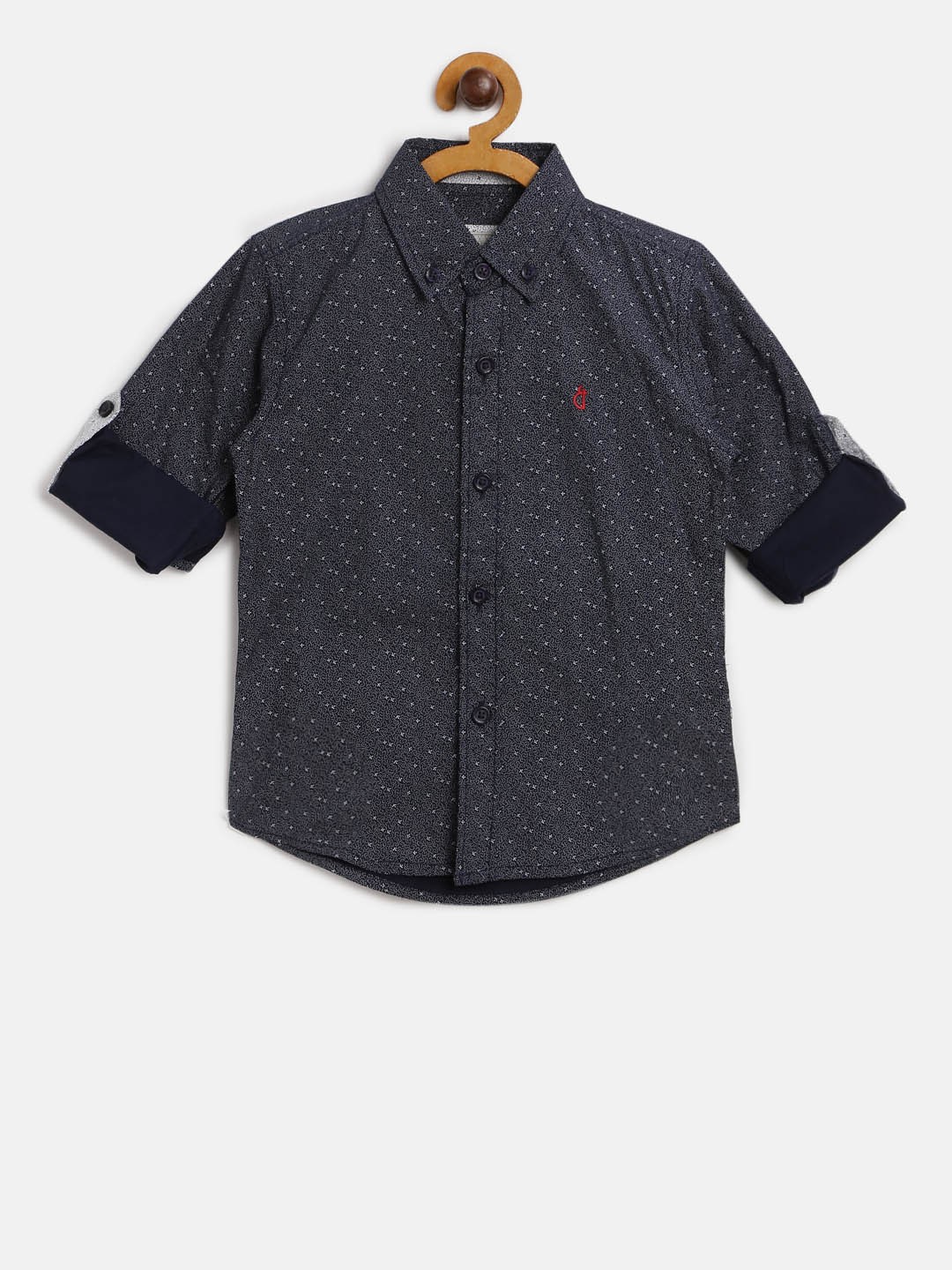 

Gini and Jony Boys Navy Blue & White Regular Fit Printed Casual Shirt