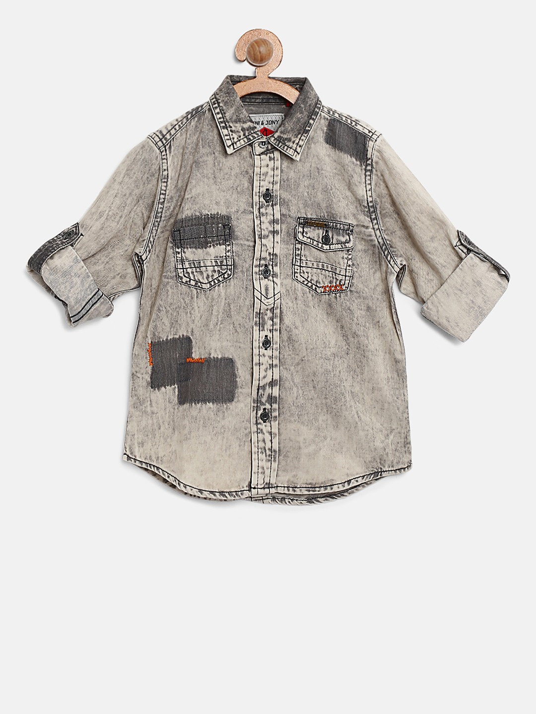 

Gini and Jony Boys Grey & Beige Regular Fit Faded Casual Shirt