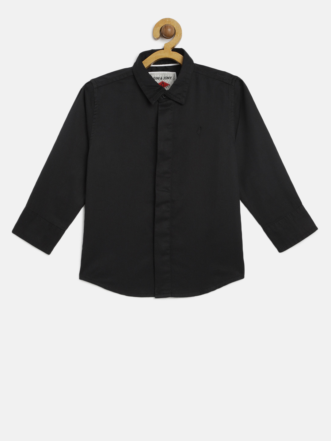 

Gini and Jony Boys Black Regular Fit Solid Casual Shirt