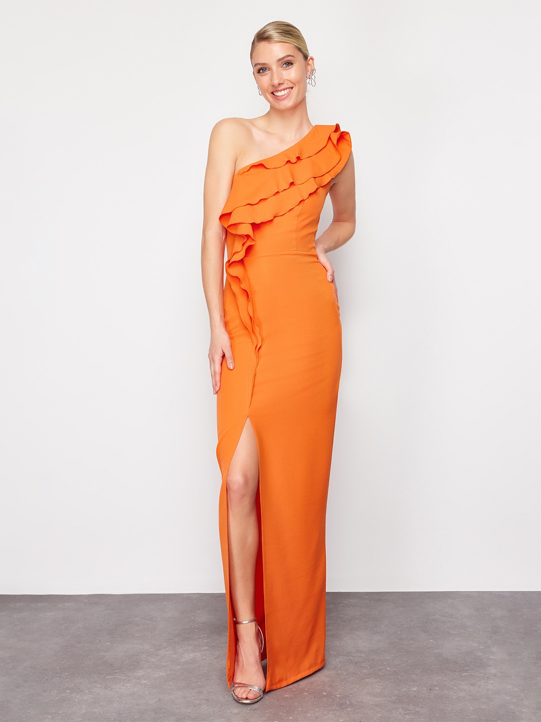 

Trendyol One Shoulder Sleeveless Maxi Dress, Orange