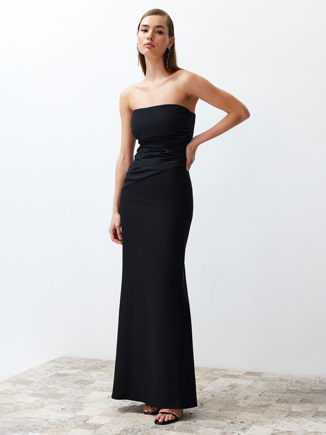 

Trendyol Strapless Sleeveless Maxi Dress, Na