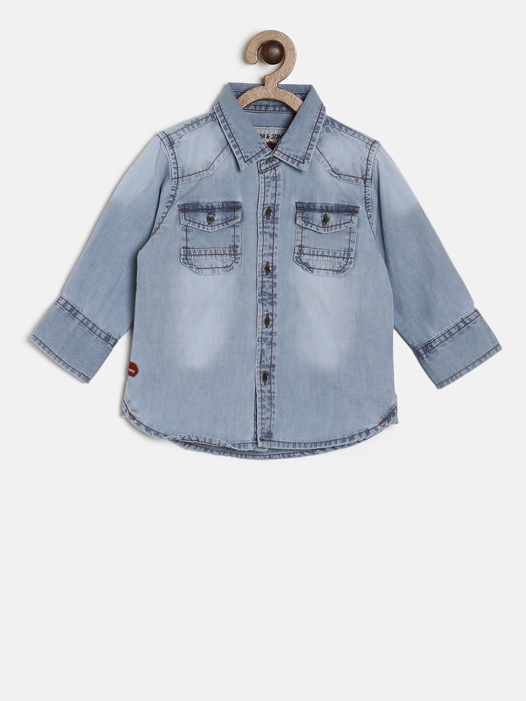

Gini and Jony Boys Blue Regular Fit Faded Casual Shirt
