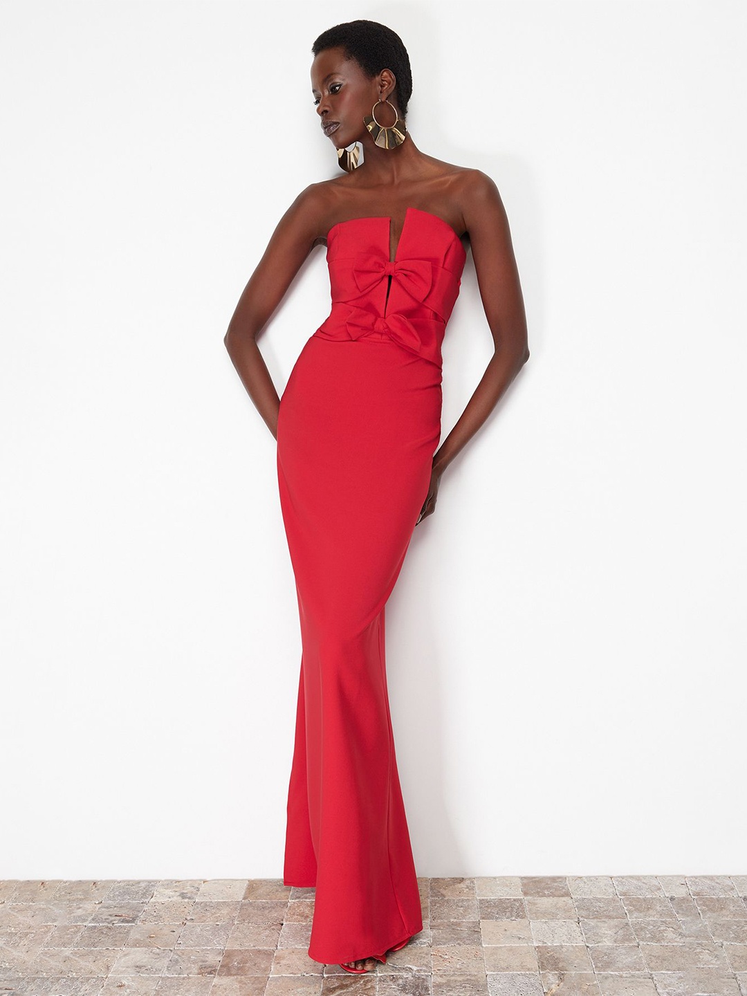 

Trendyol Off-Shoulder Maxi Dress, Red