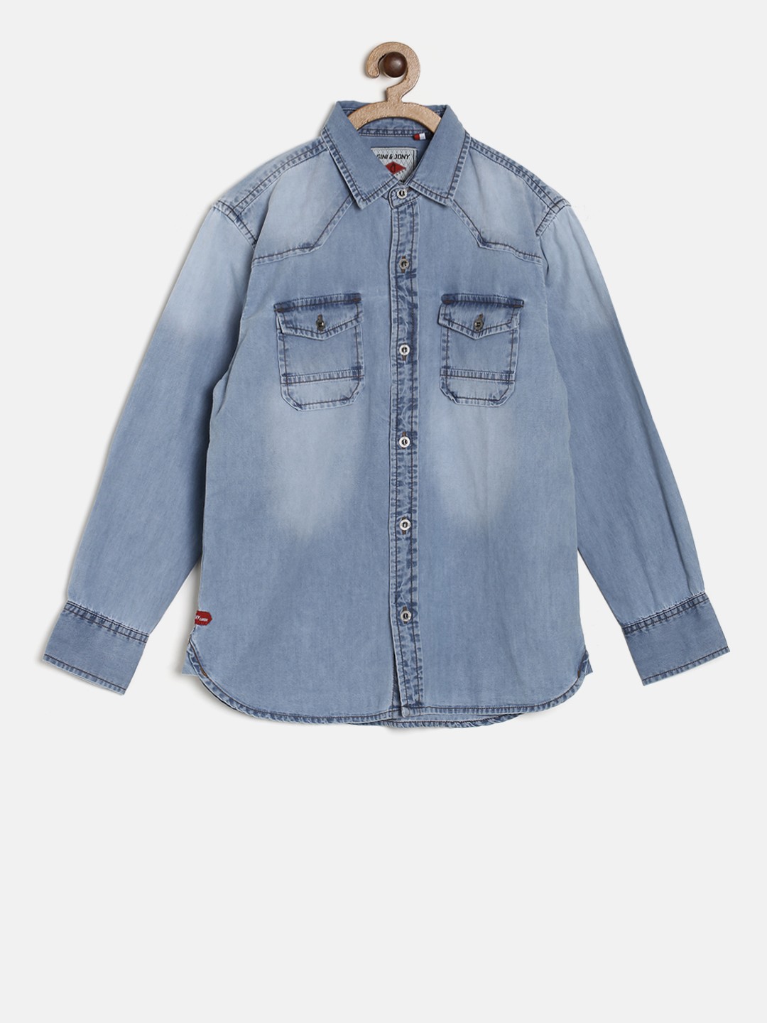 

Gini and Jony Boys Blue Regular Fit Solid Casual Shirt