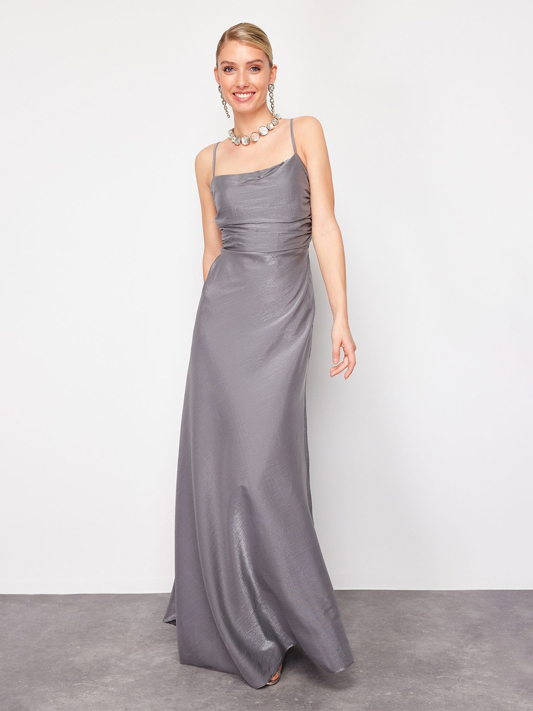 

Trendyol Shoulder Straps Sleeveless Maxi Dress, Grey