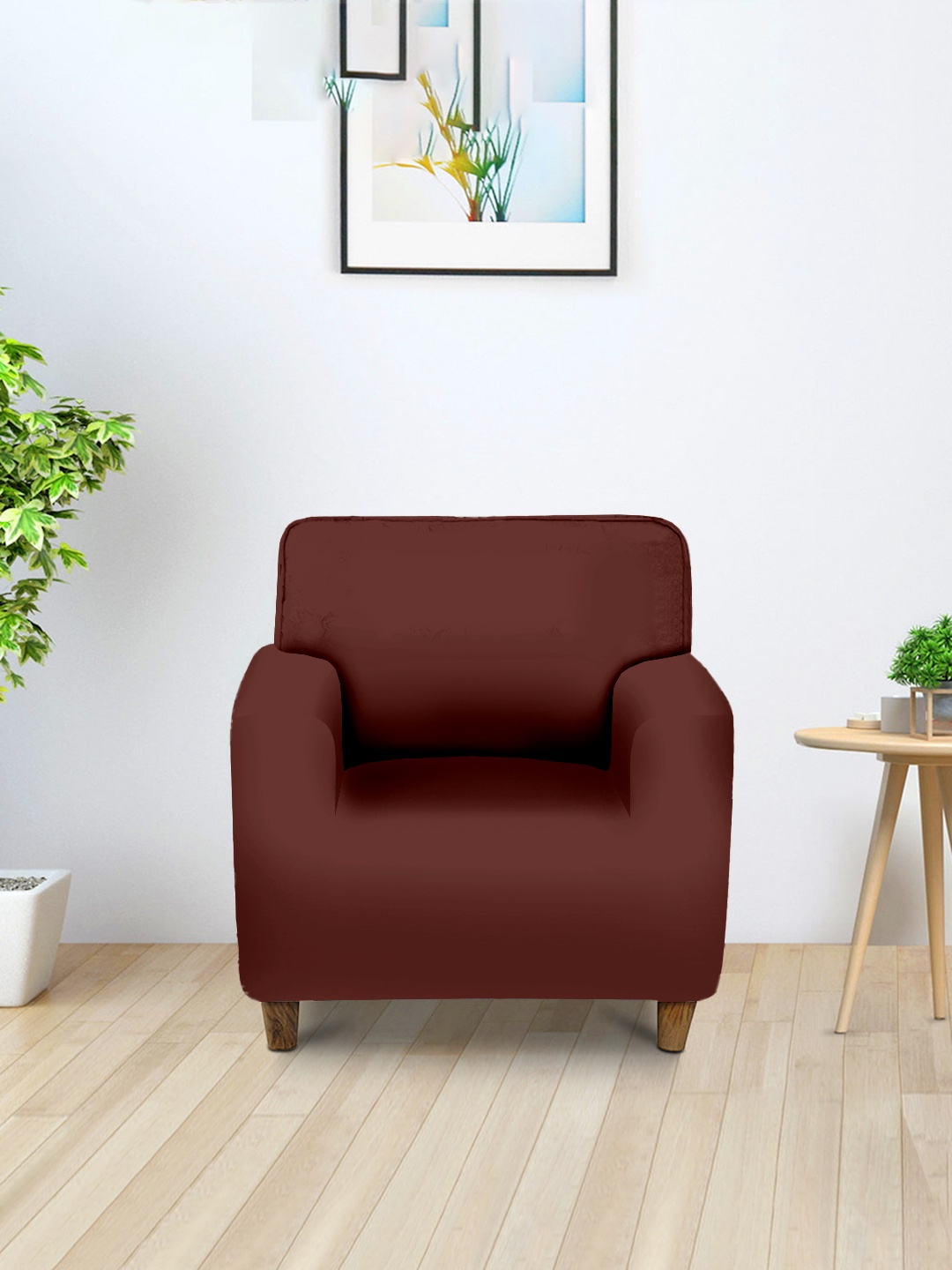 

Aura Brown Single Seater Sofa Cover With Arms