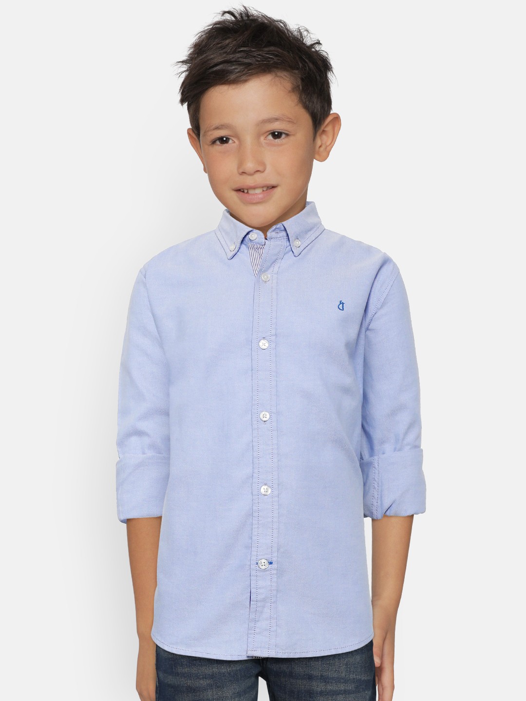 

Gini and Jony Boys Blue Regular Fit Solid Casual Shirt