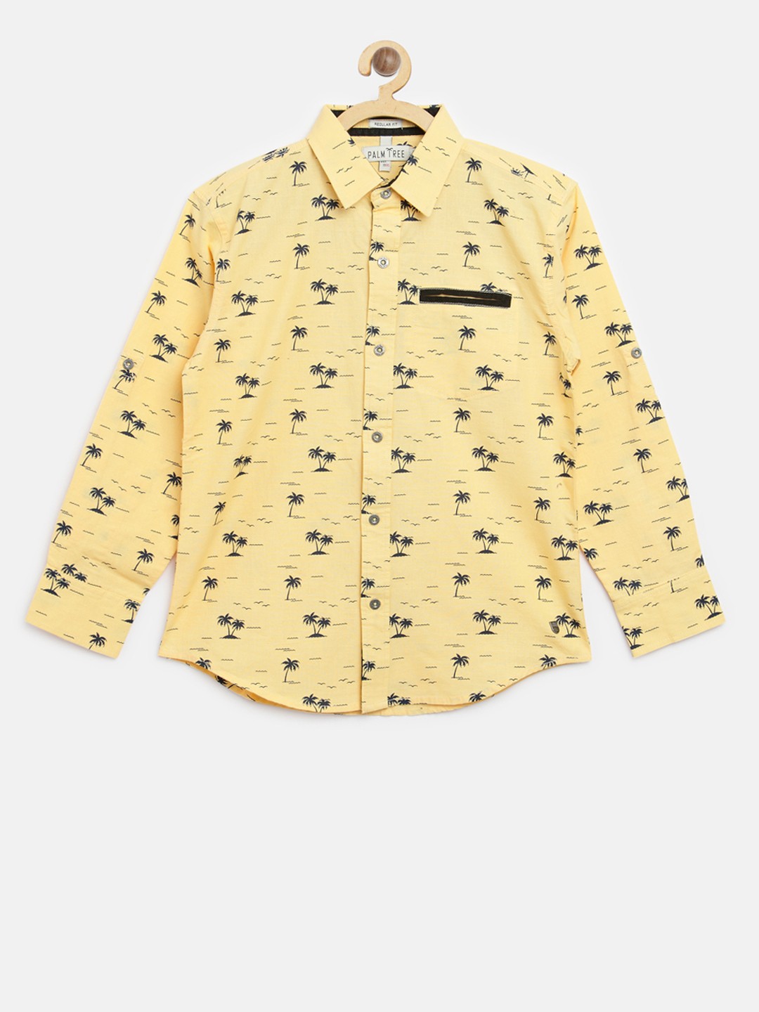 

Palm Tree Boys Yellow & Navy Printed Casual Shirt