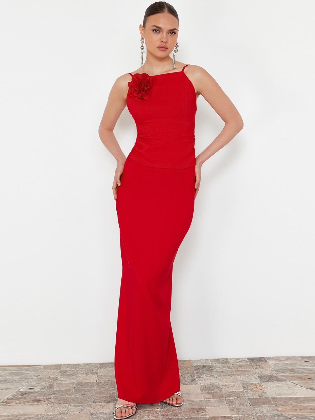

Trendyol Shoulder Straps Sleeveless Maxi Dress, Red