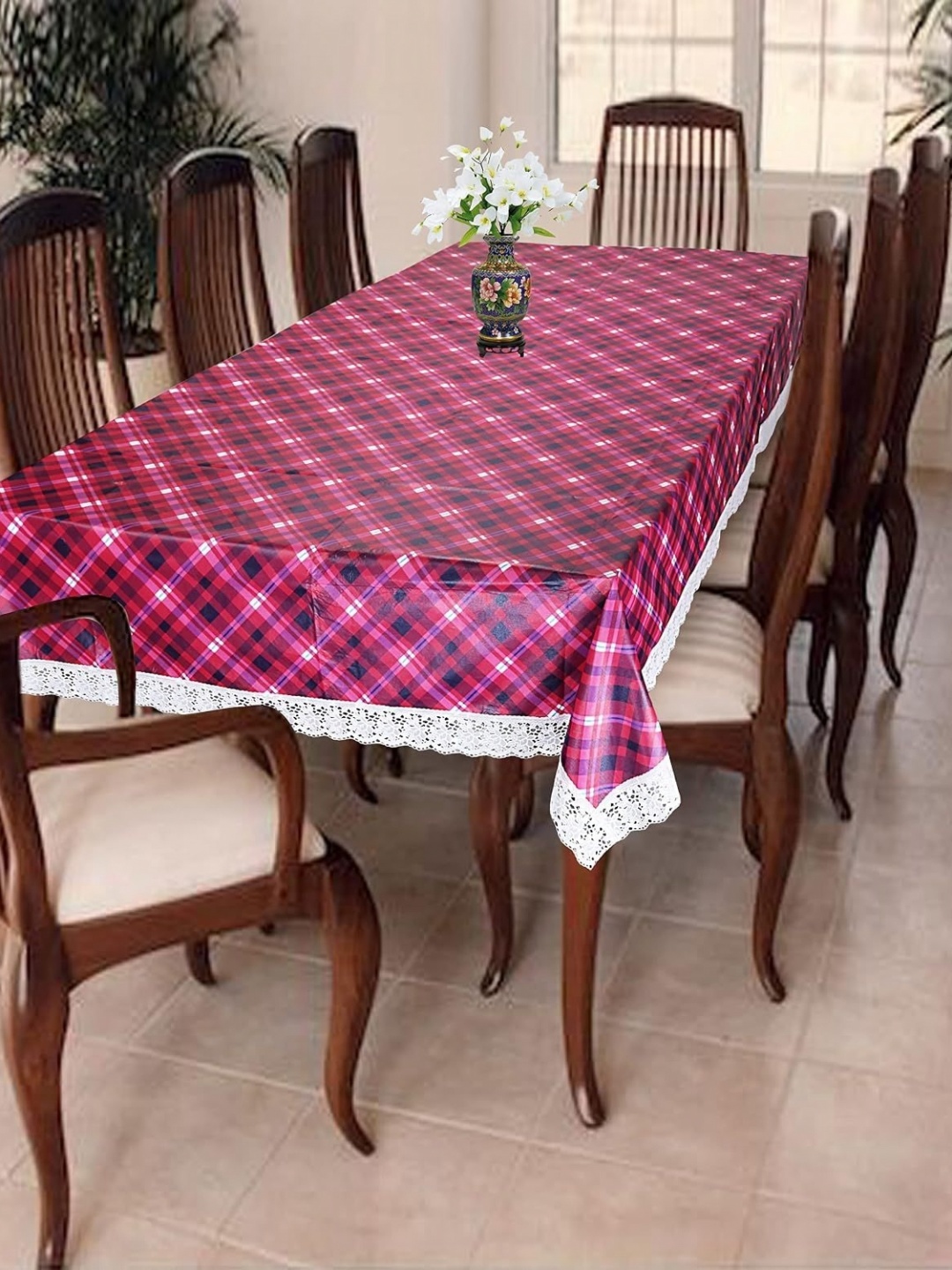 

Homerz Red & White Geometric Printed Rectangle 4-Seater Table Cover