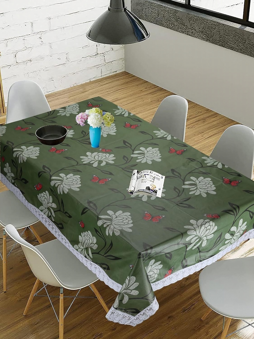 

Homerz Green Floral Printed Rectangle 8-Seater Table Cover