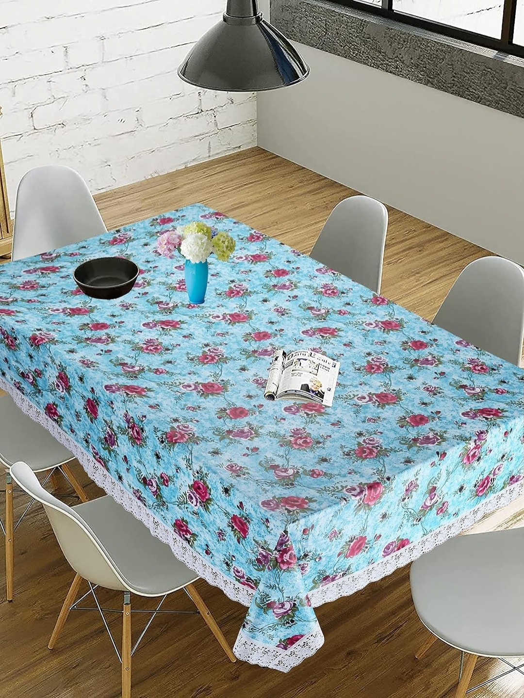 

Homerz Blue Floral Rectangle 8-Seater Table Cover